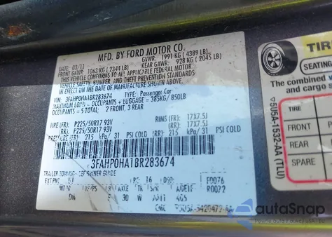 2011 Ford Fusion Se from USA, damaged, VIN 3FAHP0HA1BR283674